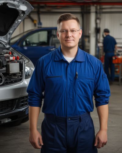 Automotive service advisor Jennifer Davis discussing service recommendations with customers