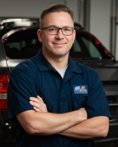 Senior automotive technician Sarah Mitchell performing transmission service and maintenance